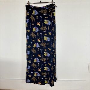 Carole Little Sport Vintage Black Marakkesh Express Print Wrap Maxi Skirt  S